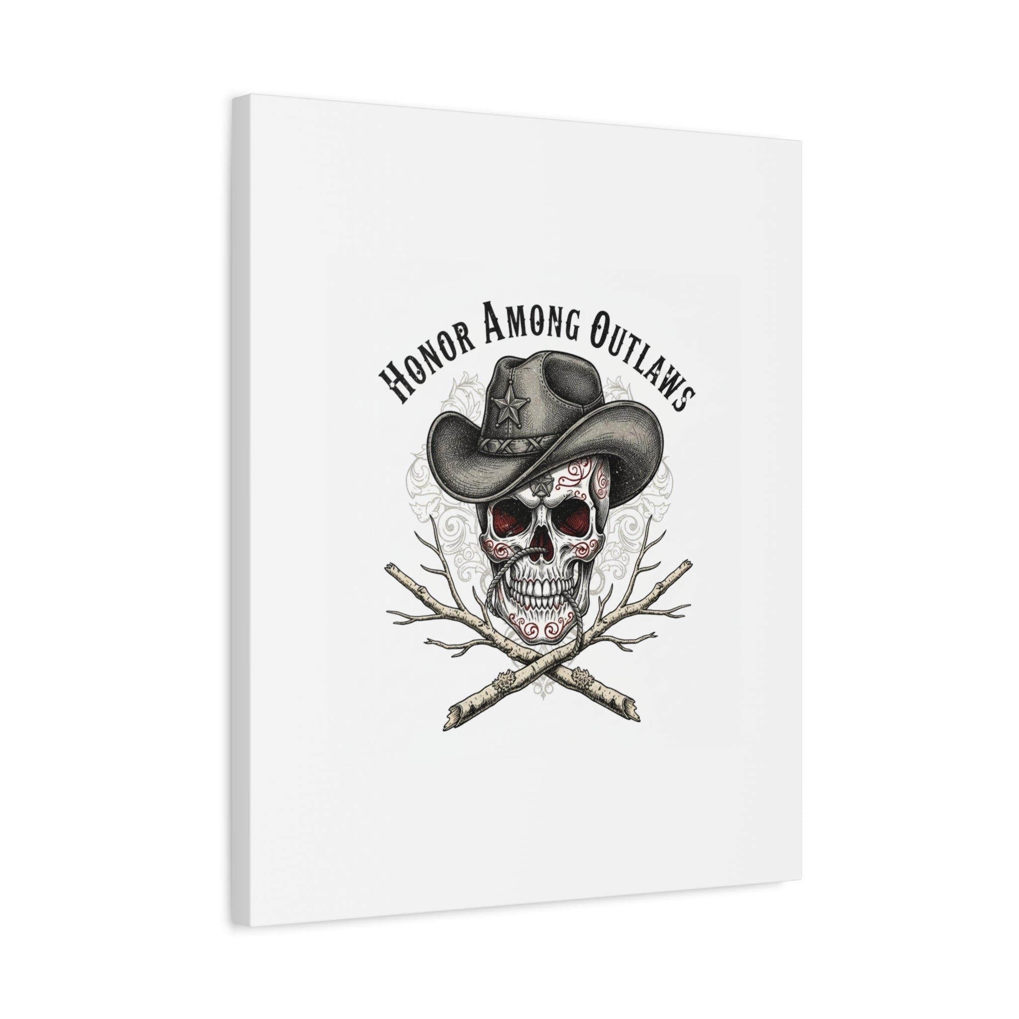 Honor Among Outlaws Canvas | Western Skull Art, Gothic Americana Desert Noir