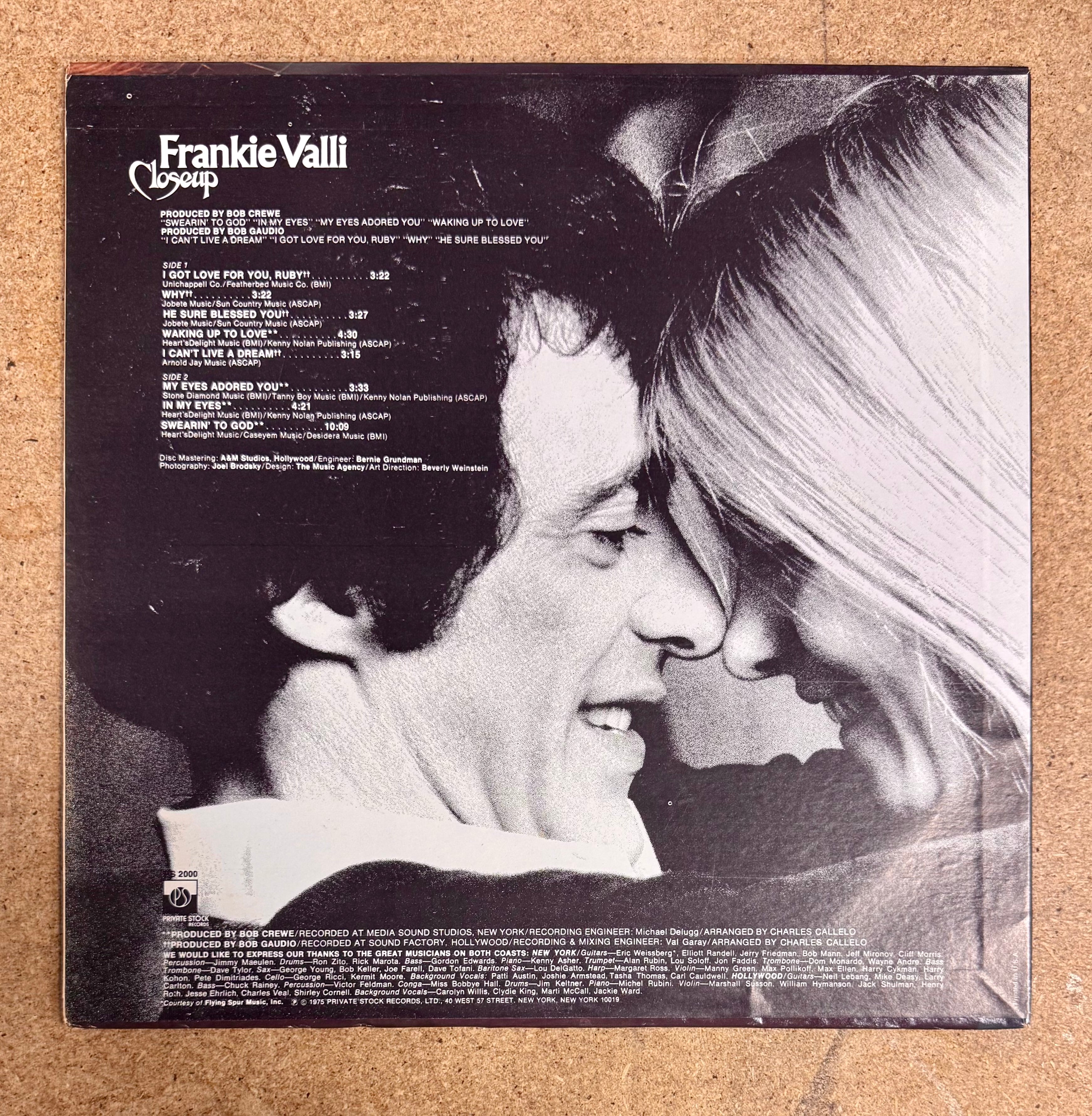 Frankie Valli Signed Of The (4) Four Seasons “Closeup” 1975 Vinyl With JSA COA