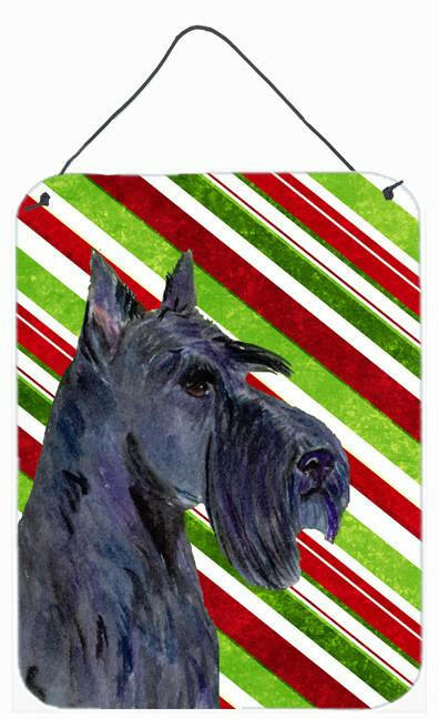 Scottish Terrier Candy Cane Holiday Christmas Wall or Door Hanging Prints Aluminum Metal Sign Kitchen Wall Bar Bathroom Plaque Home Decor Front Door Plaque, 12x16, Multicolor