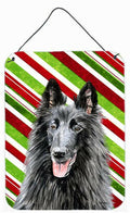 Belgian Sheepdog Candy Cane Holiday Christmas Wall or Door Hanging Prints Aluminum Metal Sign Kitchen Wall Bar Bathroom Plaque Home Decor Front Door Plaque, 12x16, Multicolor