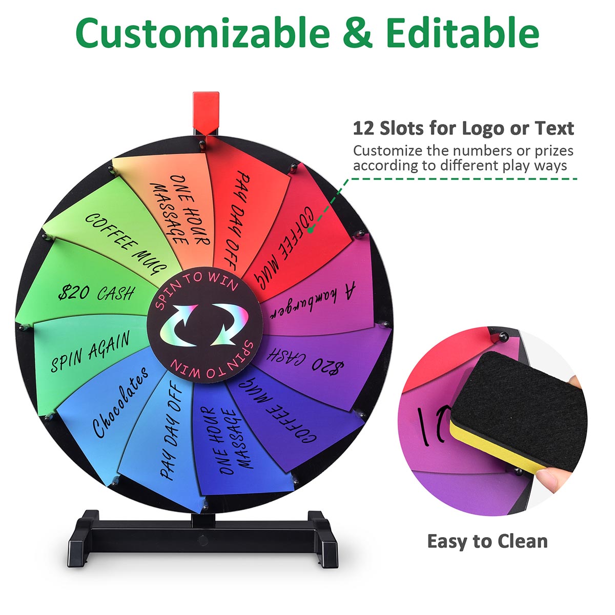 WinSpin 15" Prize Wheel Tabletop Breeze Wheel 12-Slot