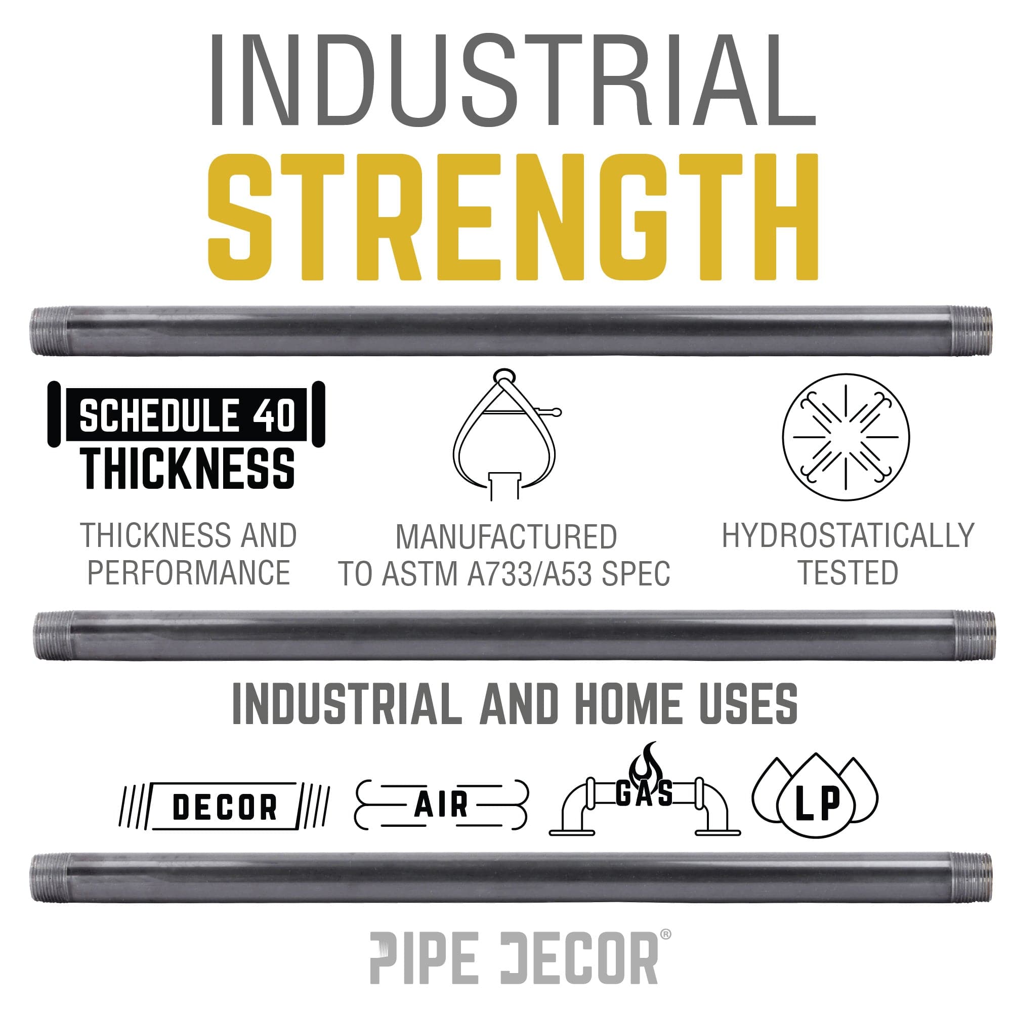 1 in. x 6 in. Black Pipe