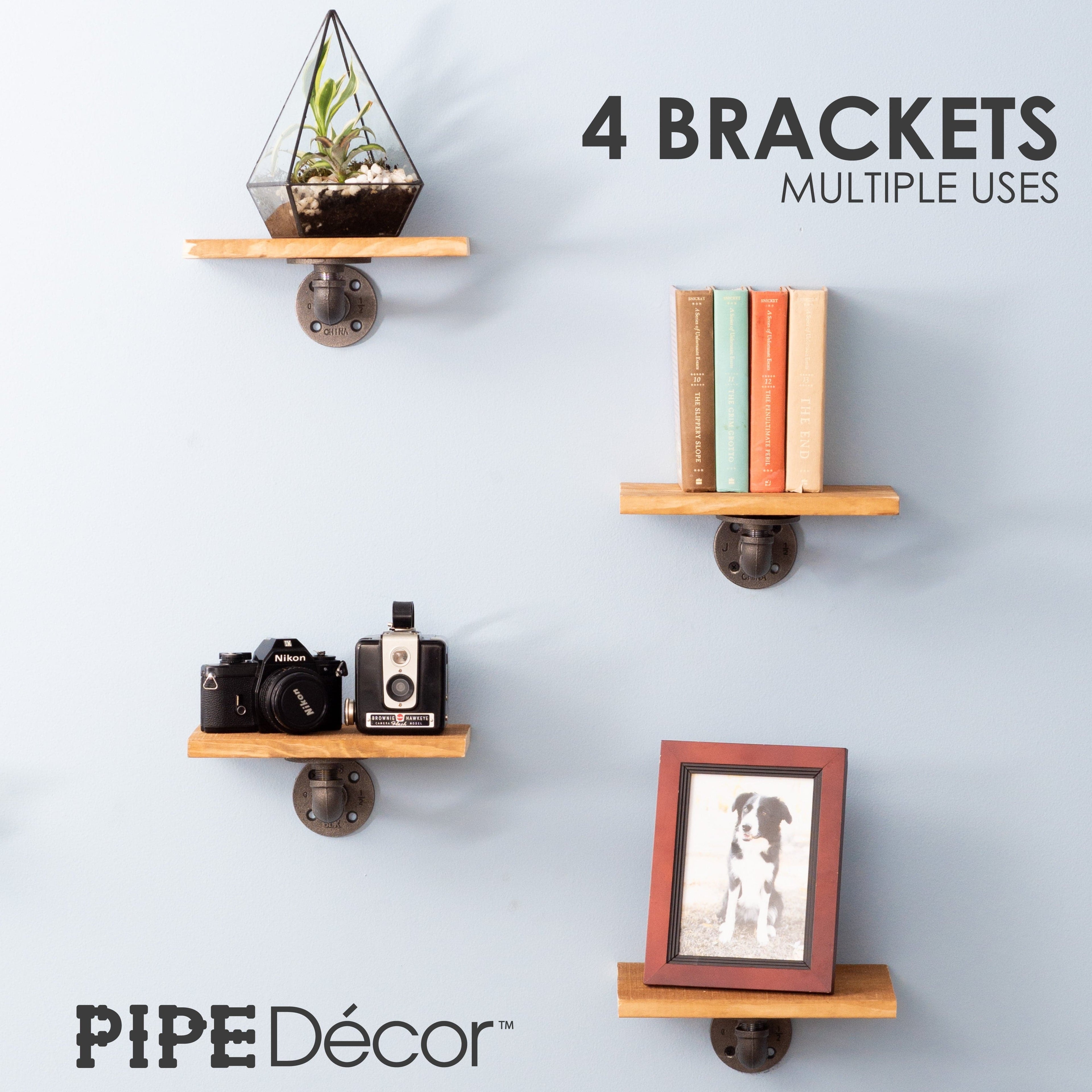 1/2 in. x 3.75 in. Double Flange Shelf Bracket, 4 Pack