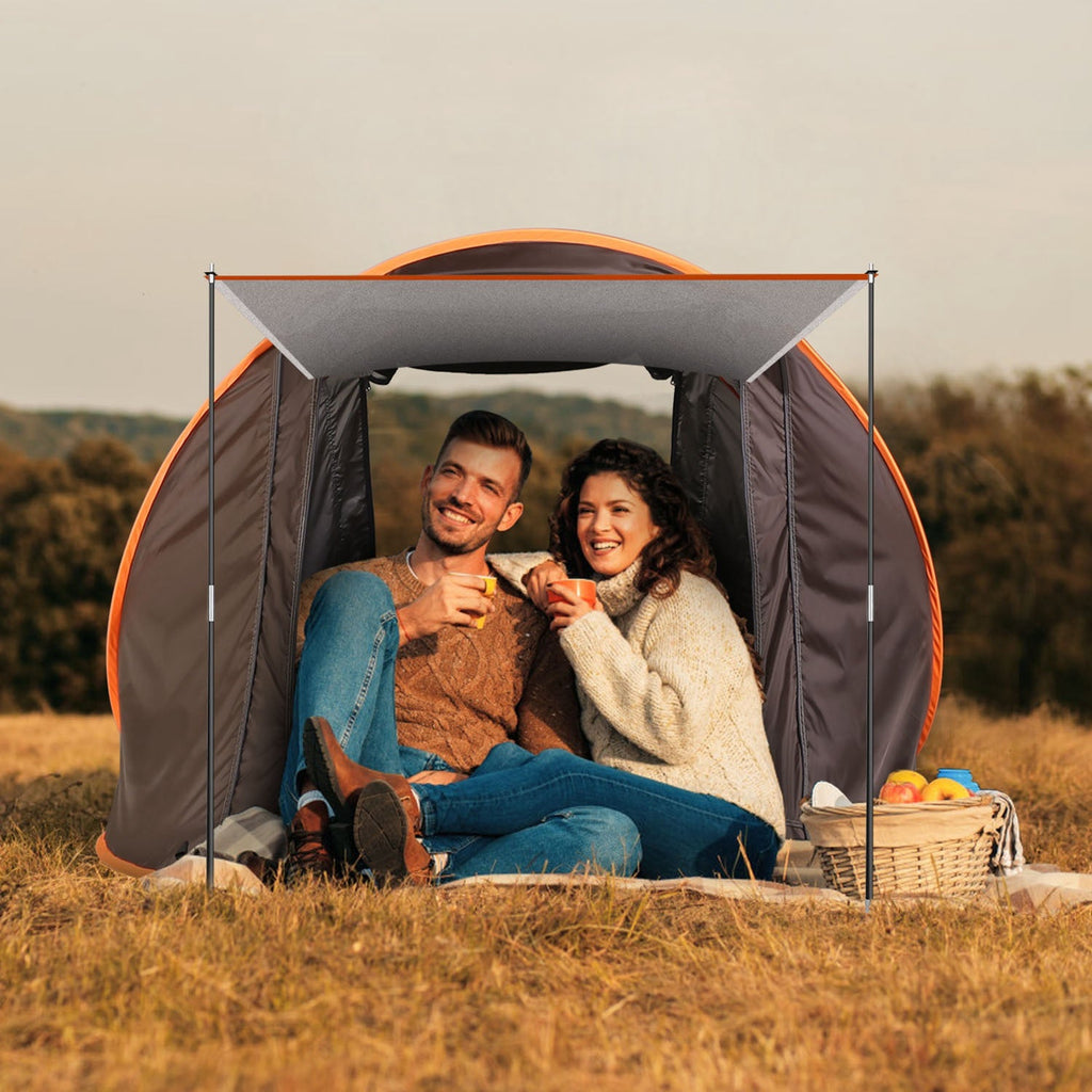 3-4 Person Pop Up Tent Automatic Setup Camping Tent Waterproof Instant Setup Tent with 2 Mosquito Net Windows Carrying Bag for Hiking Climbing Adventu