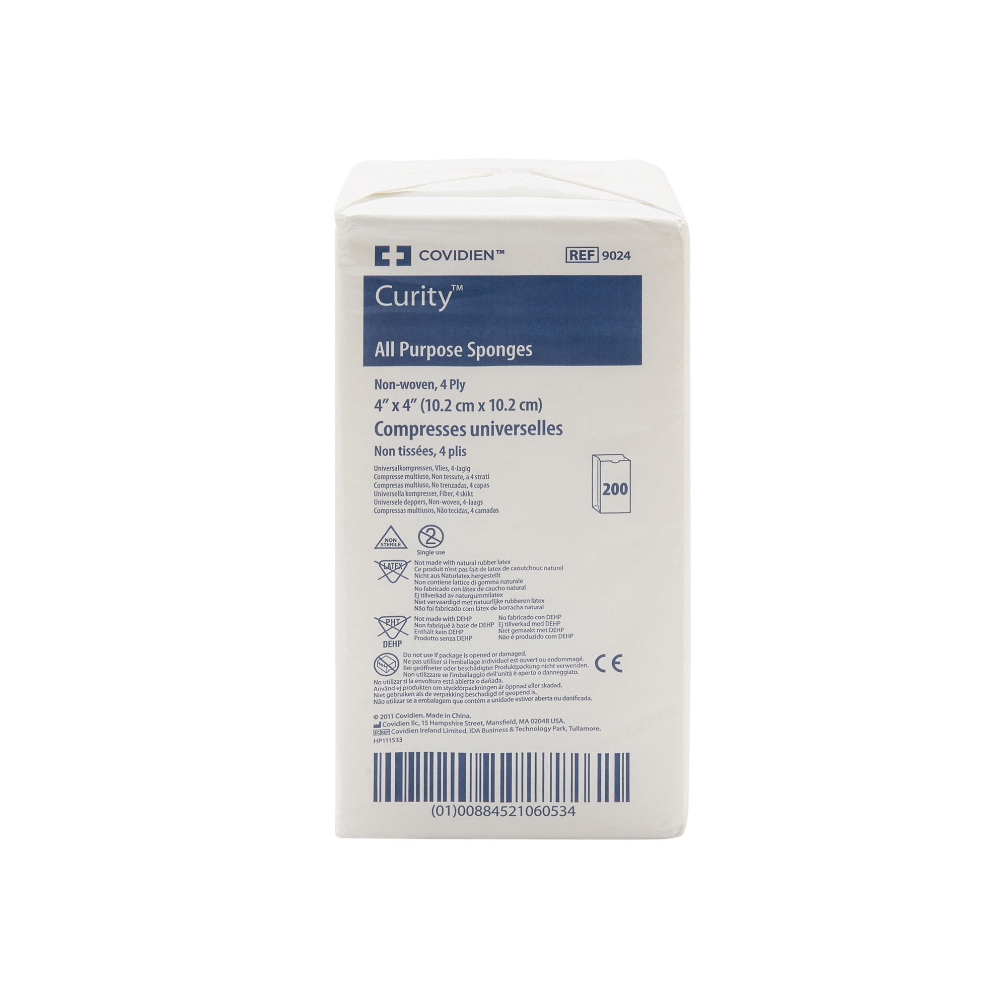 Curity™ Nonwoven Sponge, 4 x 4 Inch, 4-Ply 9024-