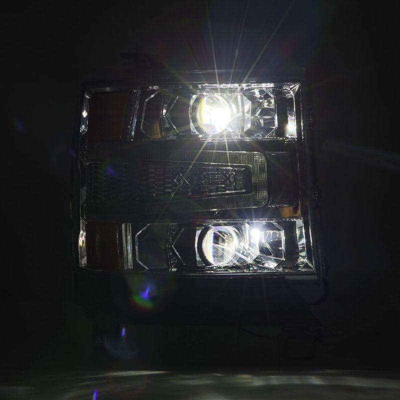AlphaRex 16-18 Chevy 1500HD LUXX LED Proj Headlights Chrome w/Seq Actv Lgt / Seq Sig (Req PN 810023) 880235 *Discontinued