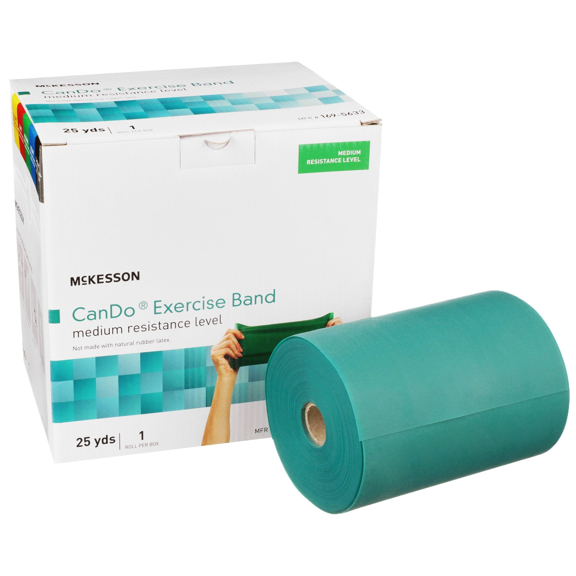 McKesson Exercise Resistance Band, Green, 5 Inch x 25 Yard, Medium Resistance 169-5633
