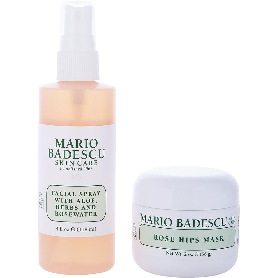 Rose Mask & Mist Duo Set: Facial Spray With Aloe, Herbs And Rosewater 4oz + Rose Hips Mask 2oz  --2pcs