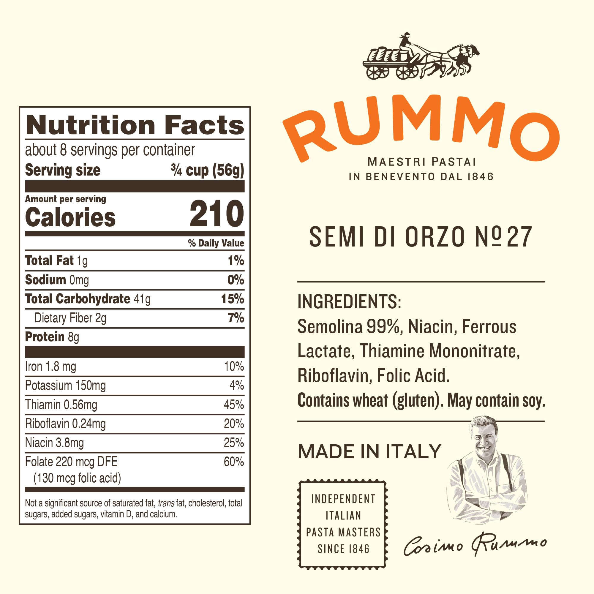 Rummo Semi Di Orzo Pasta, Case of 12, 1 Pound Bags