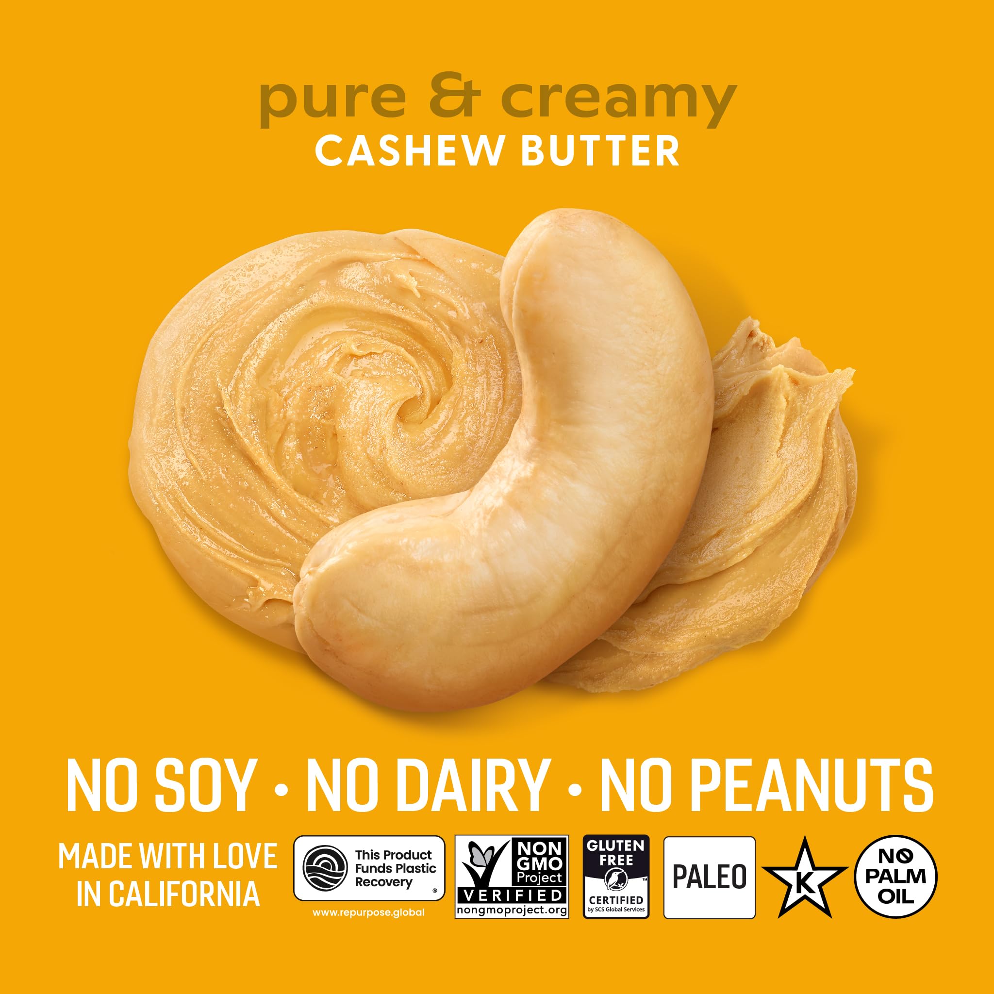 Octonuts Dry Roasted Pure Cashew Butter, Case of 8, 16 oz Jars