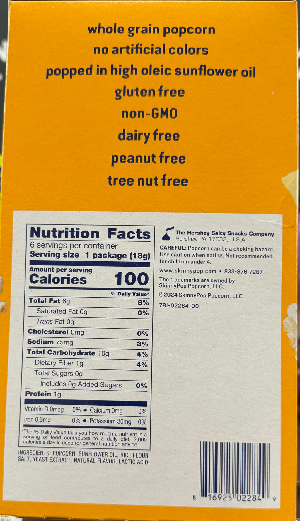 SkinnyPop White Cheddar Popcorn, Case of 4, 10 Count 0.5 Ounce Bags