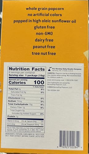 SkinnyPop White Cheddar Popcorn, Case of 4, 10 Count 0.5 Ounce Bags