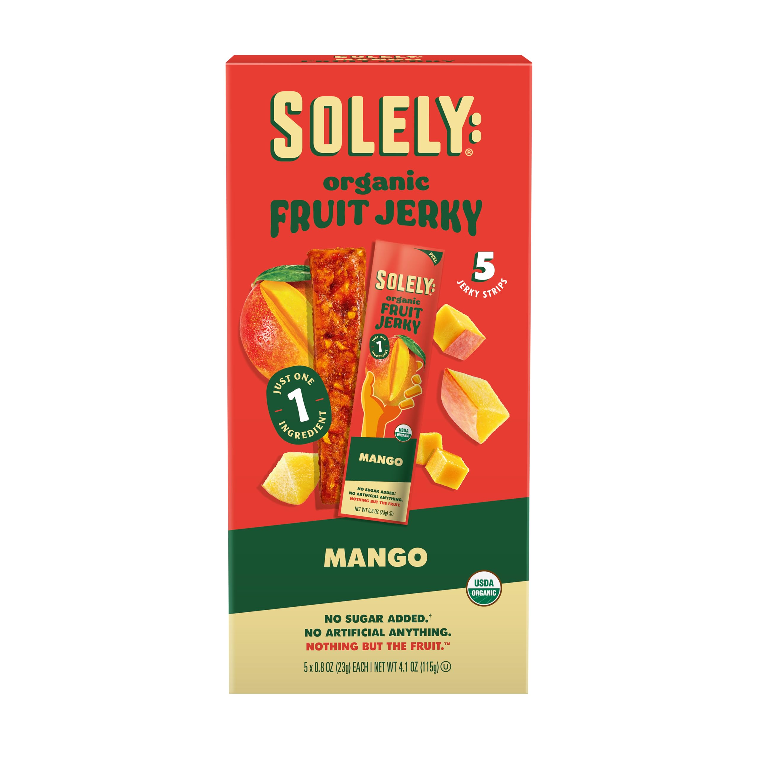 Solely Organic Mango Fruit Jerky Multipack, Case of 12, 4.1 Ounce Packs