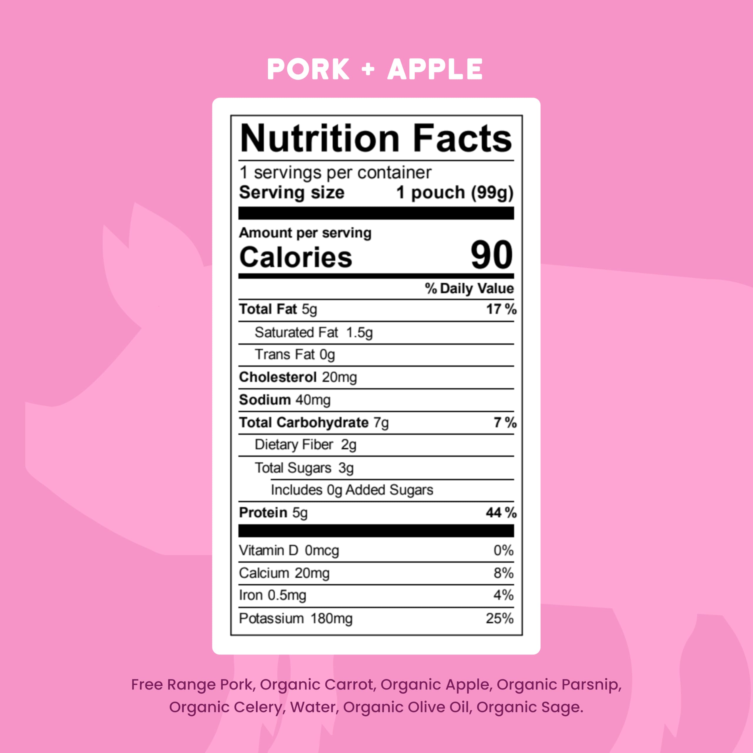 Serenity Kids Stage 2 Baby Food Pouch Free Range Pork and Apple with Organic Carrots and Sage, Case of 6, 3.5 Ounce
