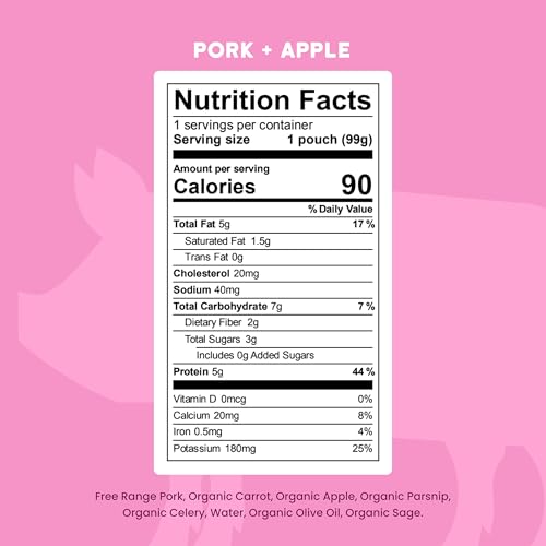 Serenity Kids Stage 2 Baby Food Pouch Free Range Pork and Apple with Organic Carrots and Sage, Case of 6, 3.5 Ounce