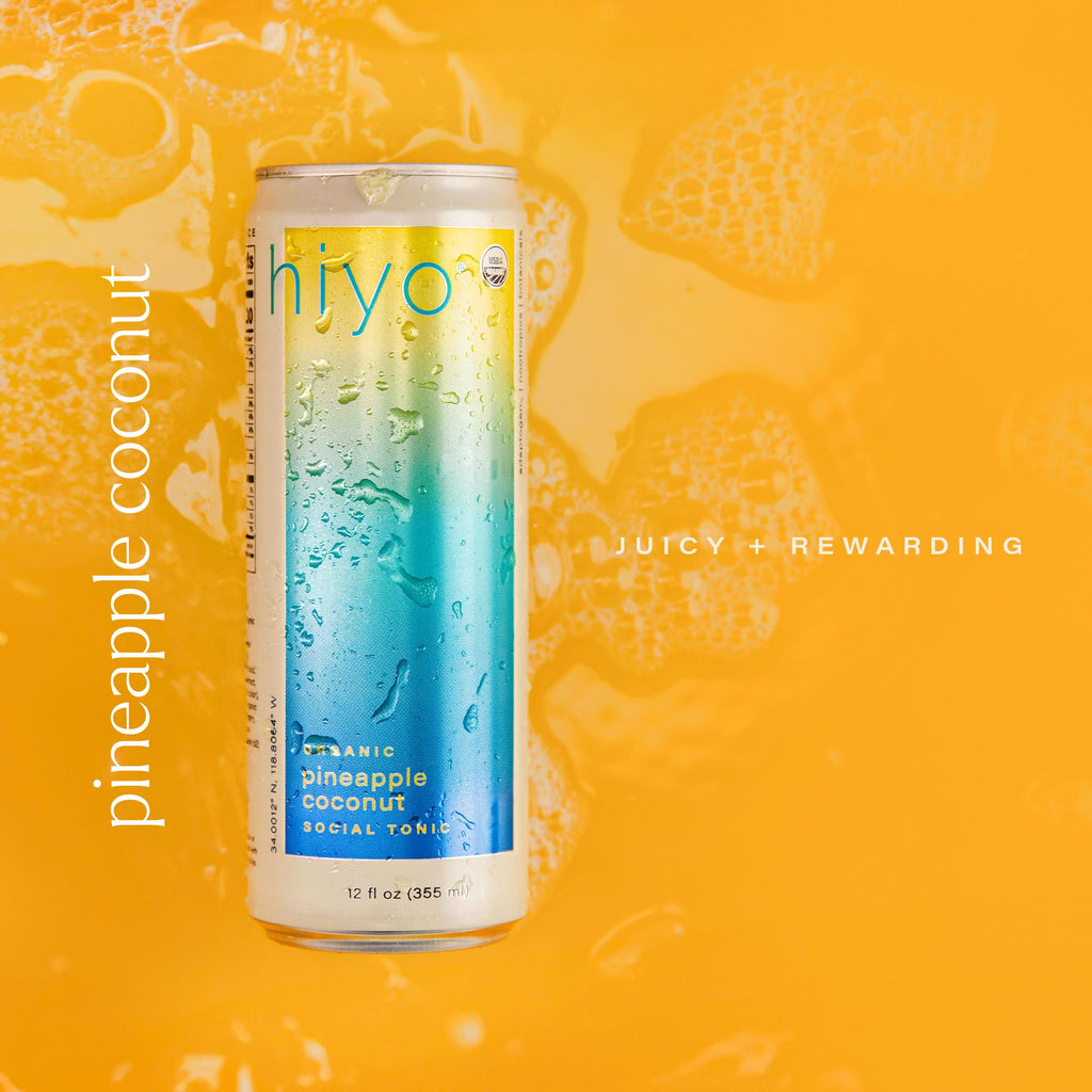 Hiyo Organic Pineapple Coconut Seltzer, Case of 6, 4 Pack, 12 Fluid Ounce Cans