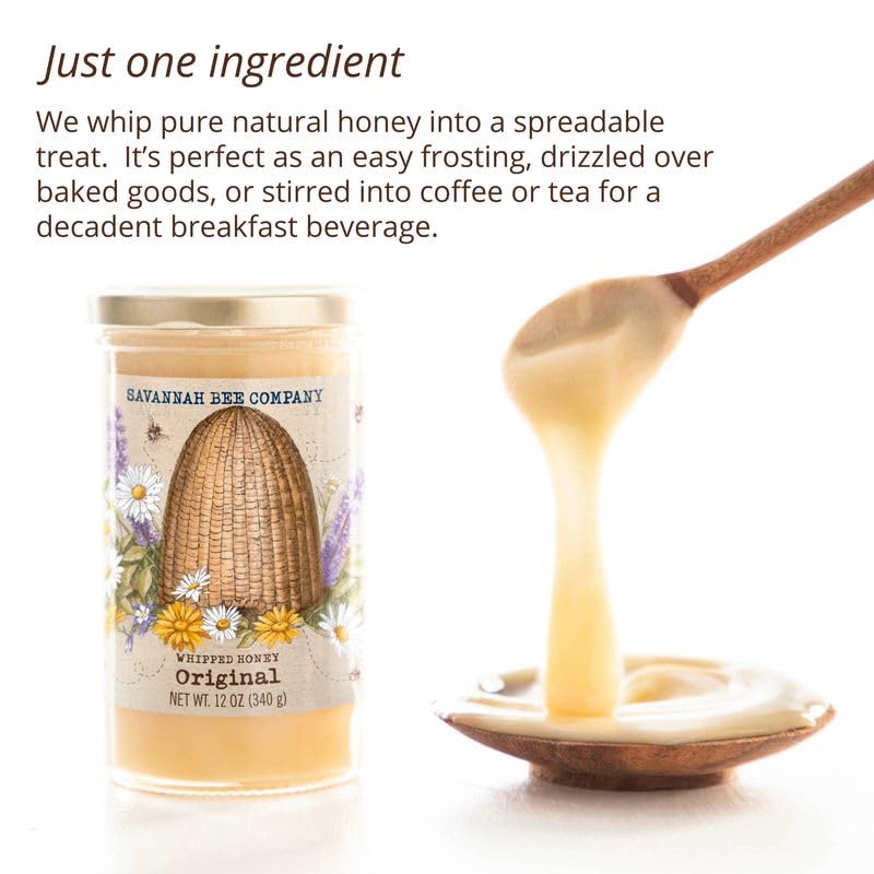 Savannah Bee Whipped Honey Original, Case of 12, 12 Ounce Jars