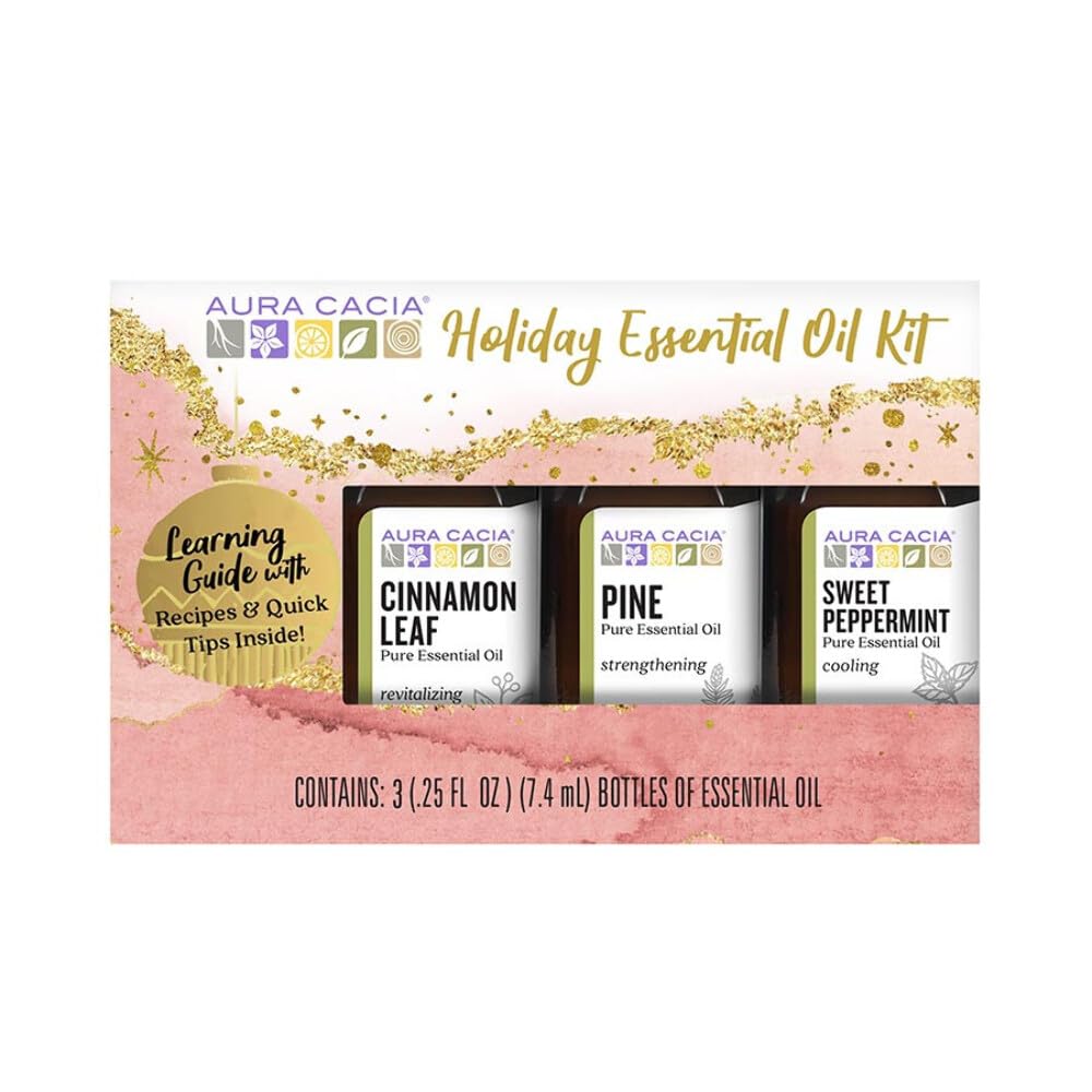 Aura Cacia Holiday Essential Oil Kit, 3 Pack, 0.25 fl oz Bottles
