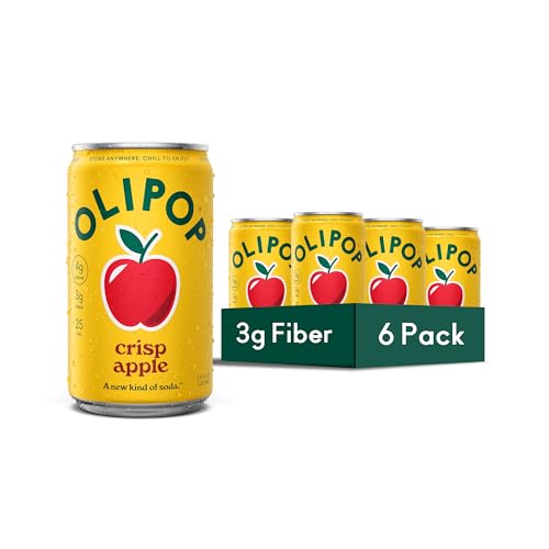 Olipop Minis Crisp Apple Soda, Case of 4, 6 Pack, 7.5 fl oz Cans