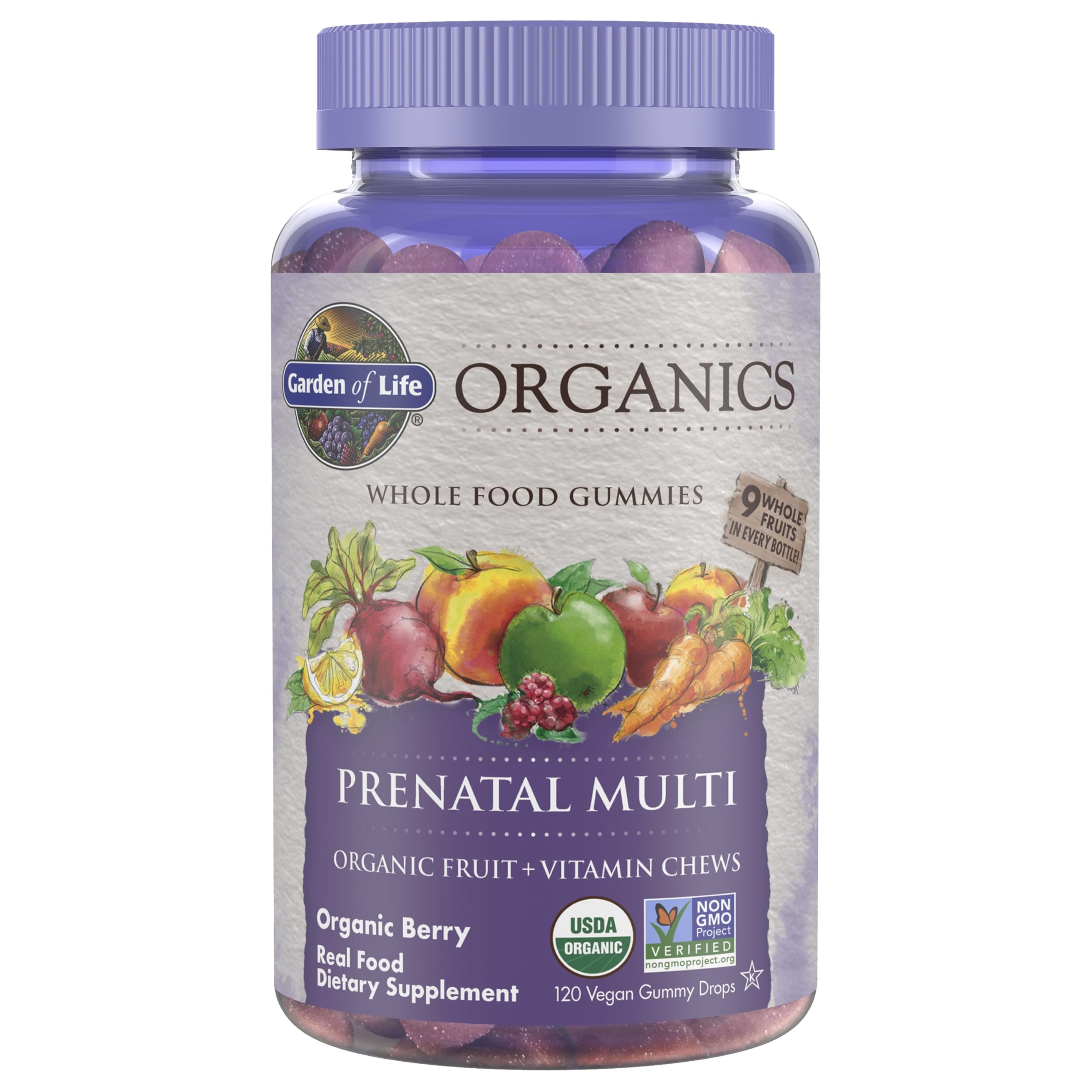 Garden of Life Organics Mykind Prenatal Multi Gummies Organic Berry, 120 Count