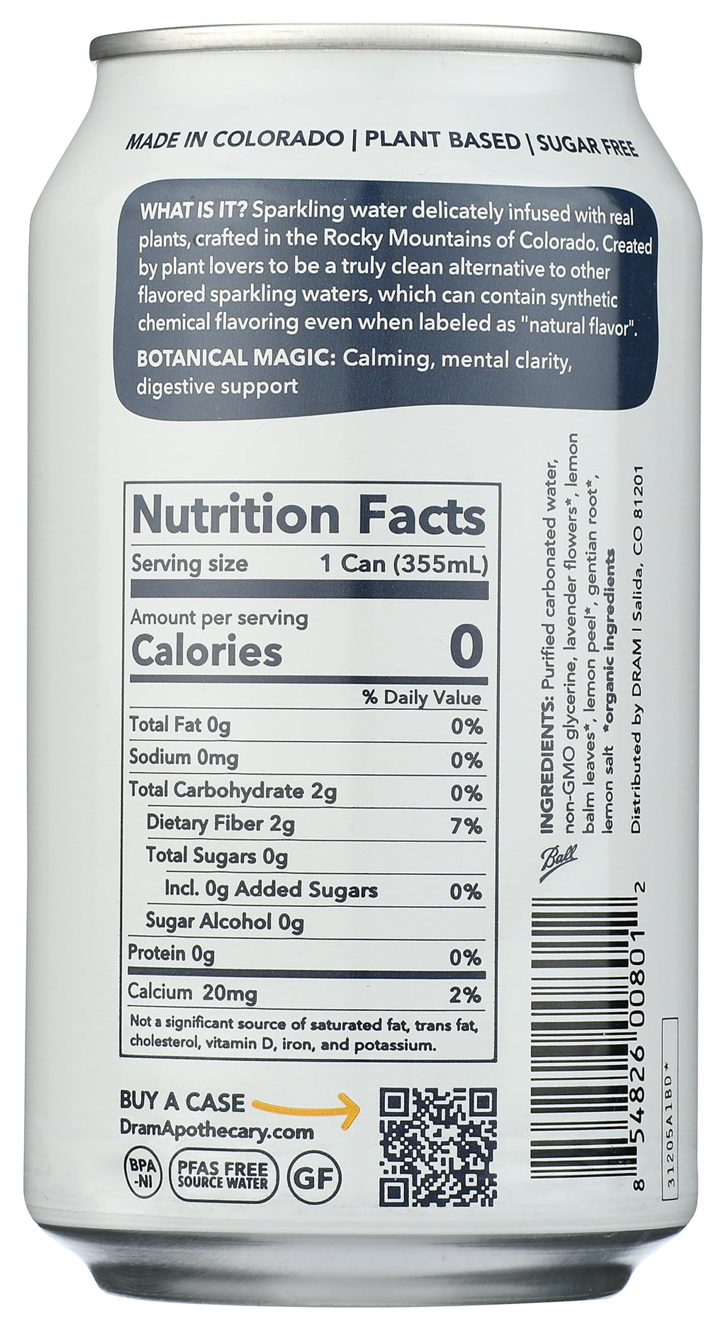Dram Lavender And Lemon Sparkling Water, Case of 24, 12 Fluid Ounce Cans