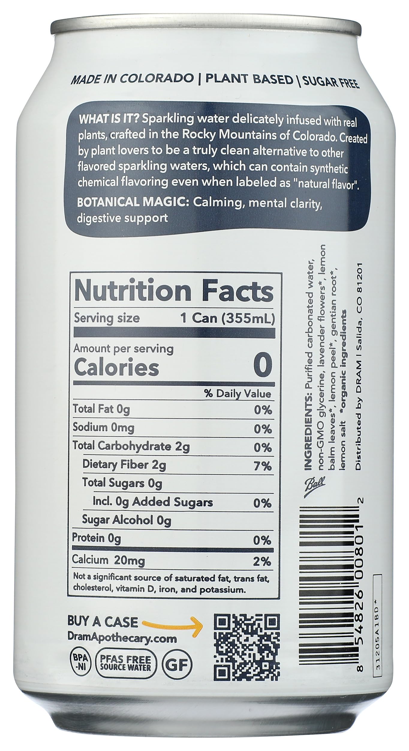 Dram Lavender And Lemon Sparkling Water, Case of 24, 12 Fluid Ounce Cans