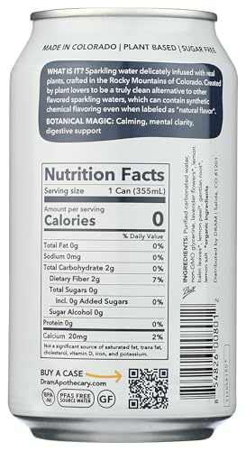 Dram Lavender And Lemon Sparkling Water, Case of 24, 12 Fluid Ounce Cans