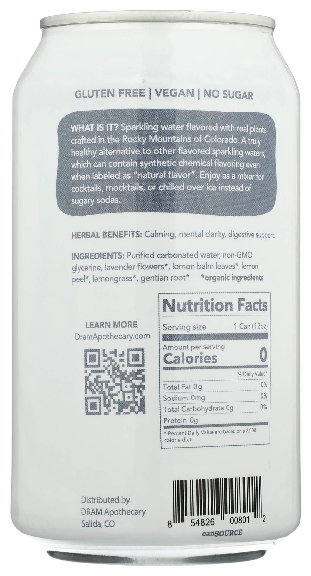 Dram Lavender And Lemon Sparkling Water, Case of 24, 12 Fluid Ounce Cans