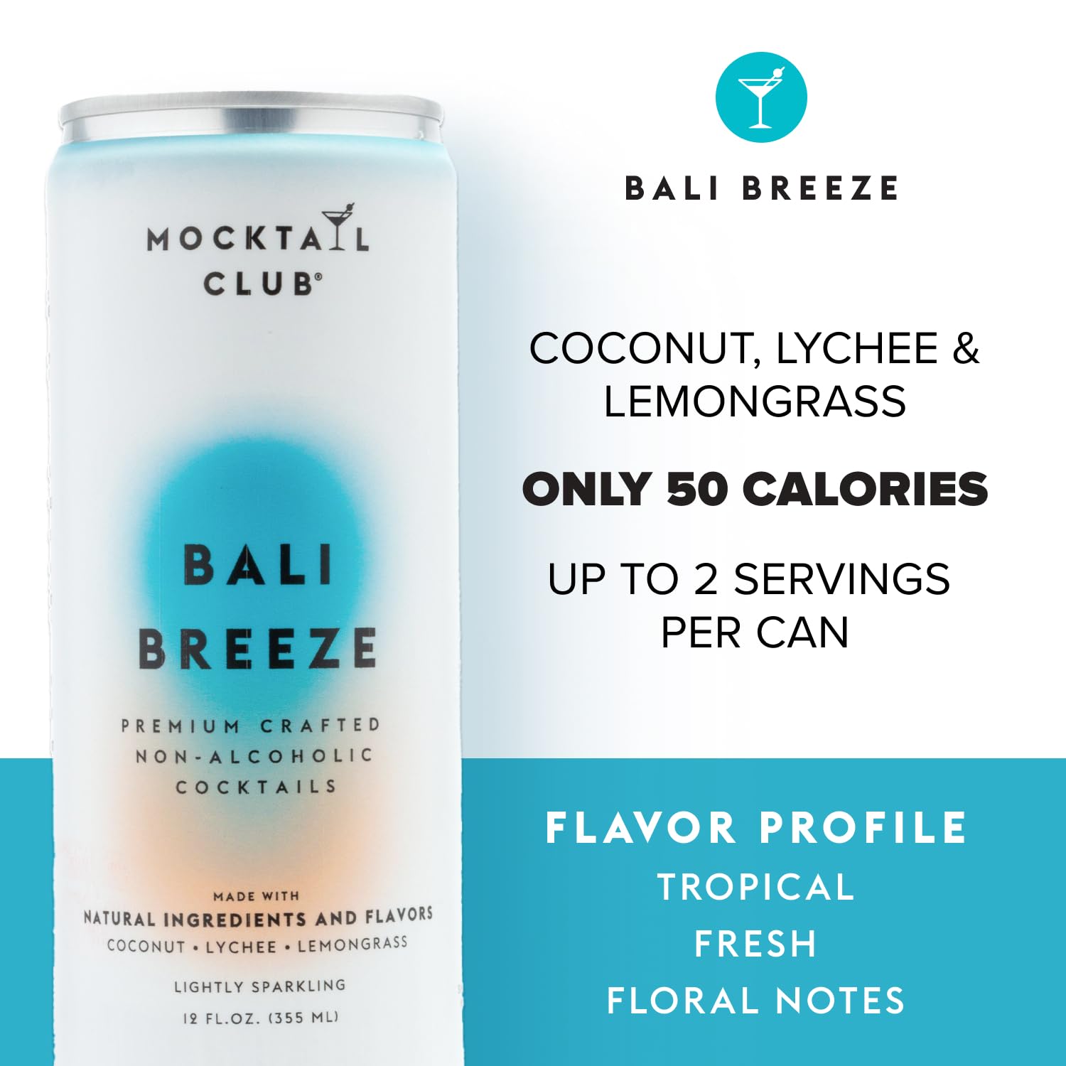 Mocktail Club Bali Breeze Mocktail, Case of 6, 4 Count, 12 Fluid Ounce Cans