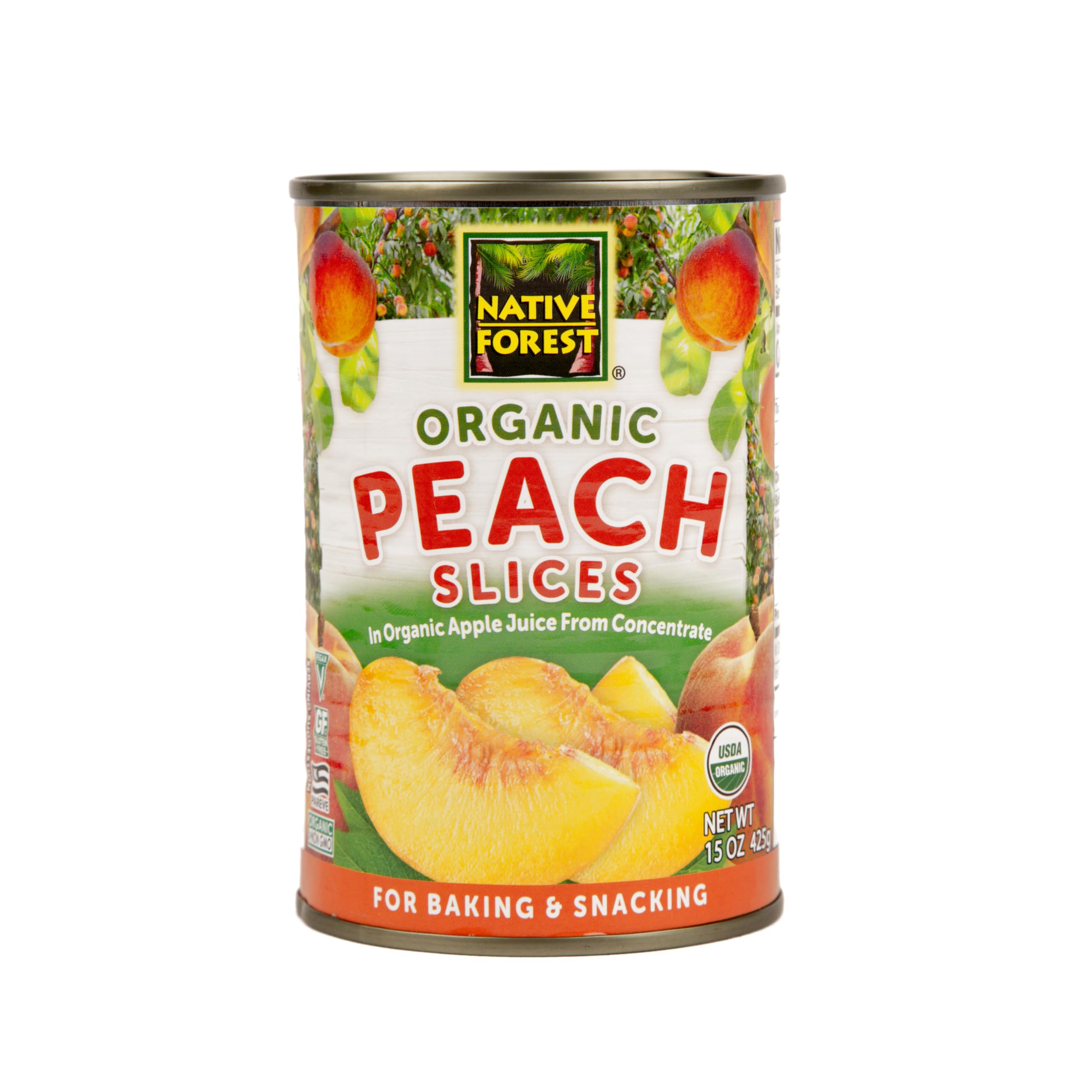 Native Forest Organic Yellow Peach Slices, Case of 12, 15 Ounce Cans