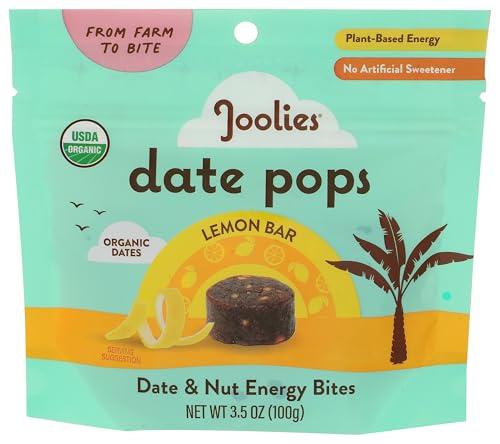 Joolies Organic Lemon Bar Date Pops, Case of 6, 3.5 Ounce Bags