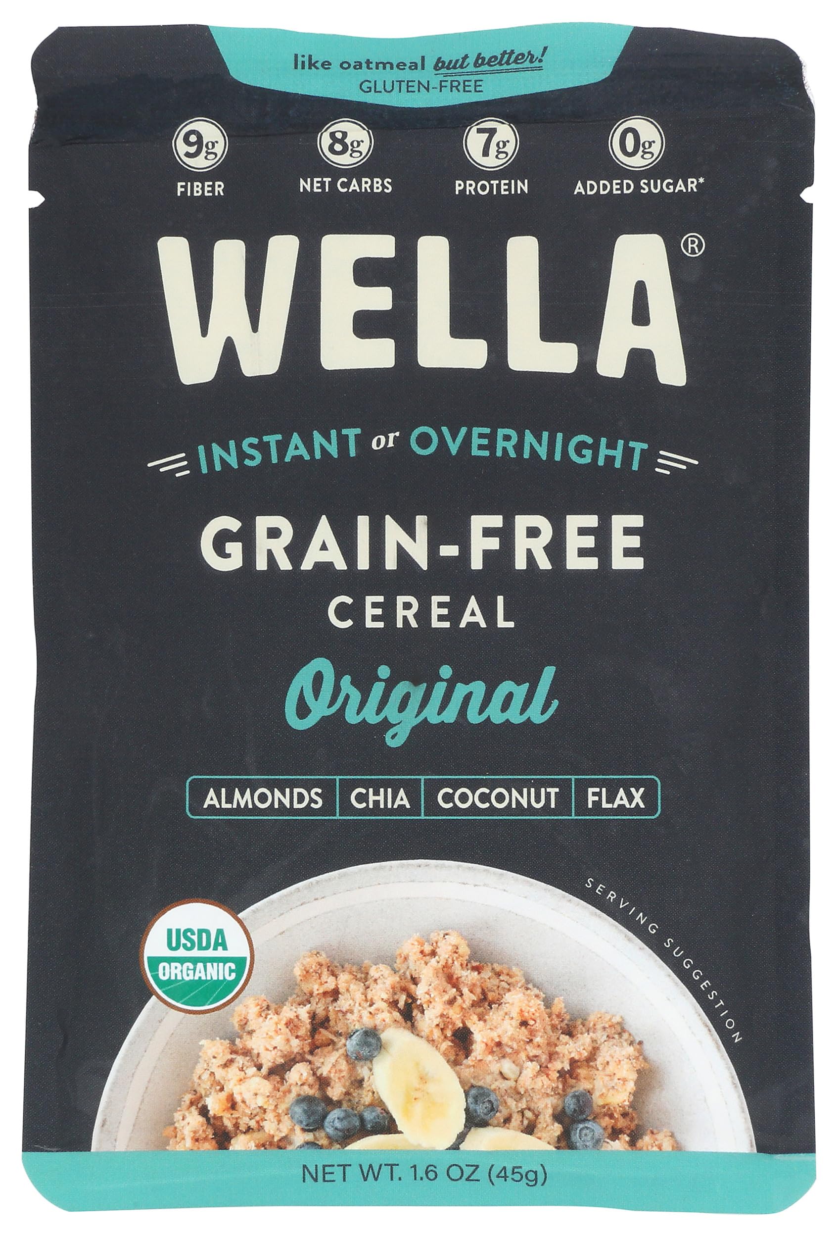 Wella Organic Original Grain Free Cereal Single Serve Packets, Case of 10, 1.6 Ounce Packets
