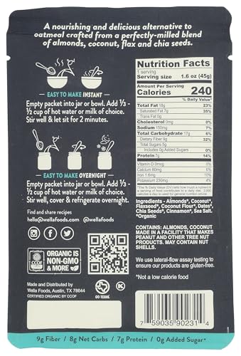 Wella Organic Original Grain Free Cereal Single Serve Packets, Case of 10, 1.6 Ounce Packets