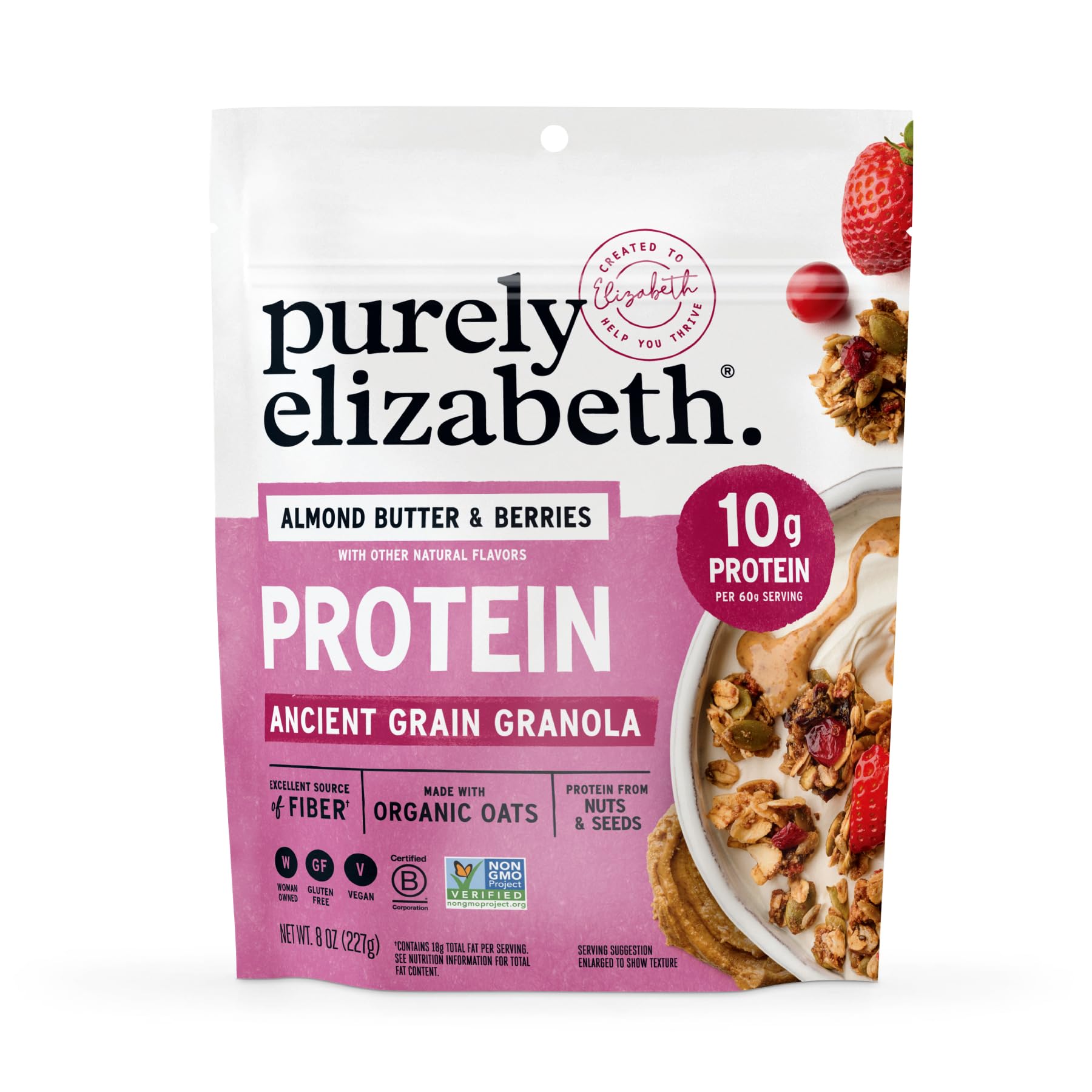 Purely Elizabeth Organic Almond Butter Berries Granola, Case of 6, 8 Ounce