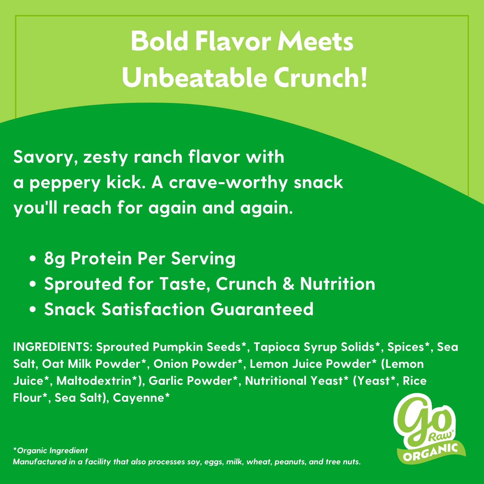 Go Raw Organic Pumpkin Seeds Pepper Ranch, Case of 6, 9 Ounce