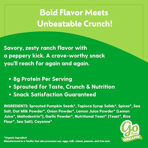 Go Raw Organic Pumpkin Seeds Pepper Ranch, Case of 6, 9 Ounce