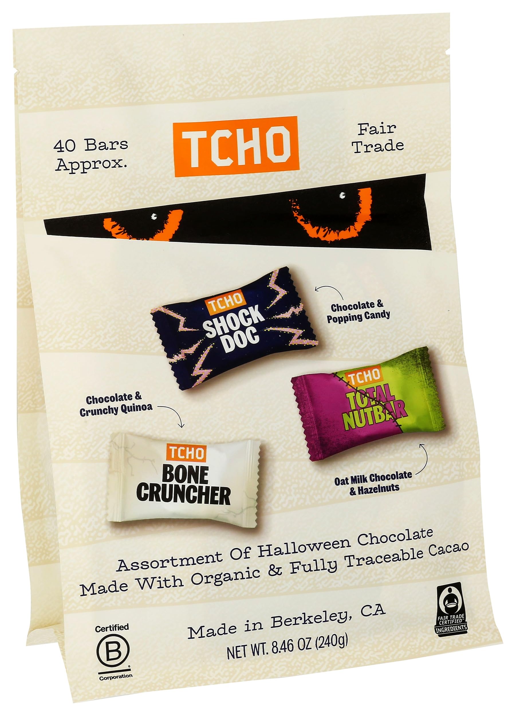 TCHO Chocolate Fright Bites Halloween Chocolate, Case of 6, 8.46 Ounce