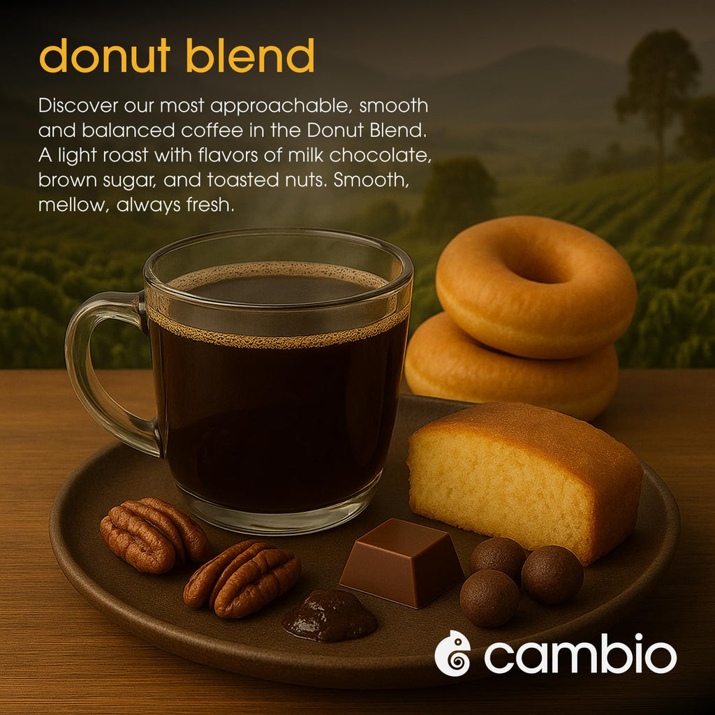 Cambio Roasters Organic Donut Blend Coffee, Case of 6, 10 Count