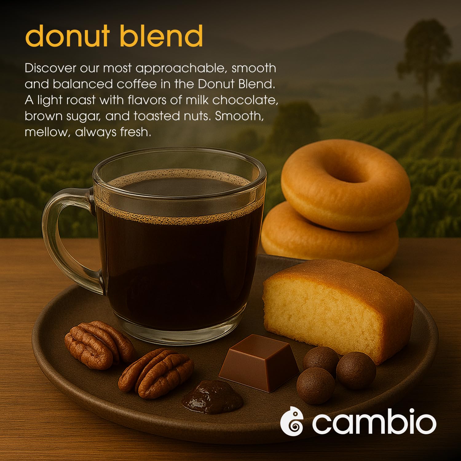 Cambio Roasters Organic Donut Blend Coffee, Case of 6, 10 Count