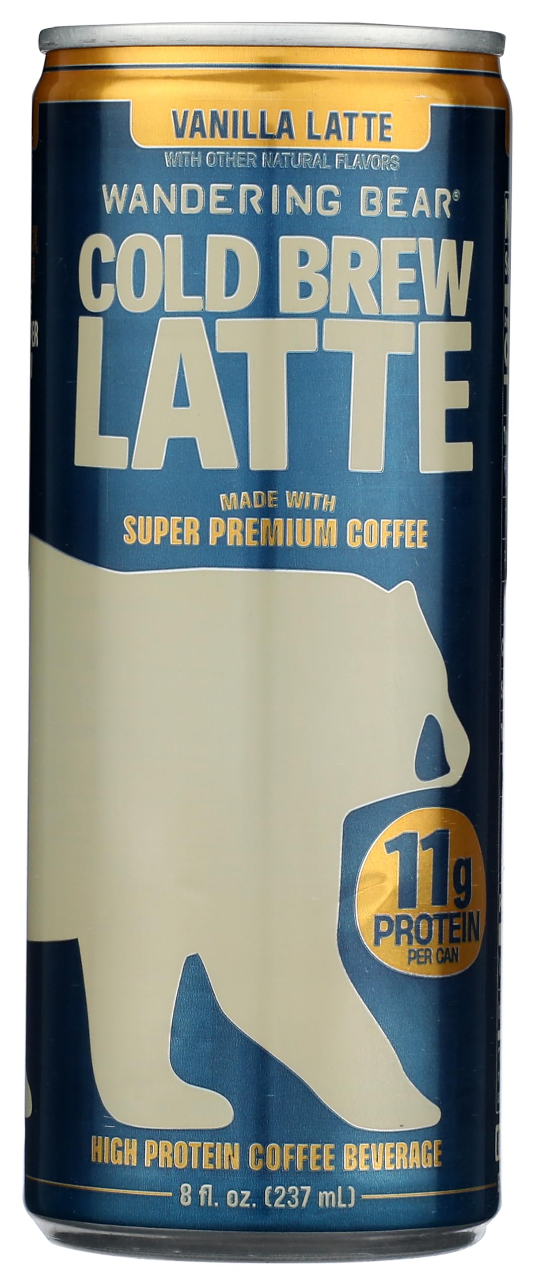 Wandering Bear Coffee Vanilla Latte Cold Brew Coffee, Case of 12, 8 Fluid Ounces