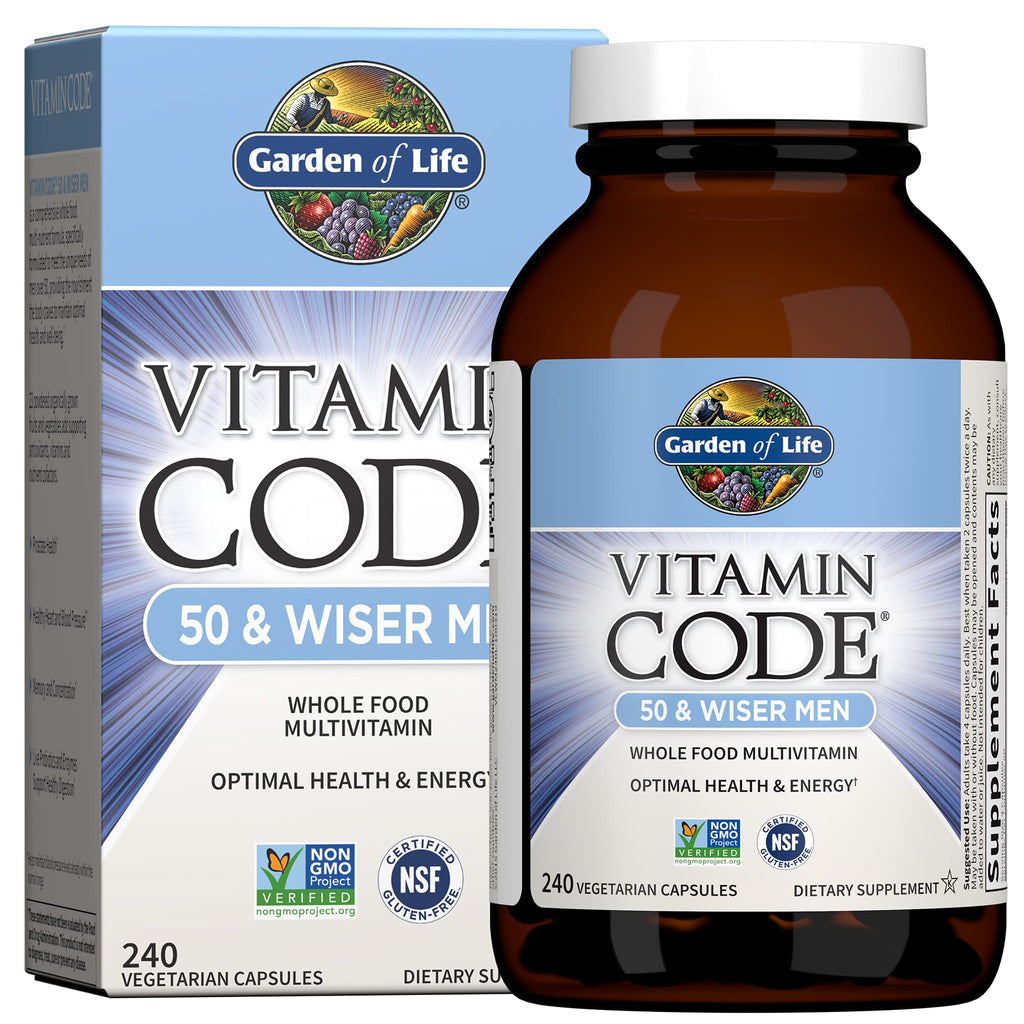 Garden of Life Vitamin Code 50 and Wiser Men's Capsules, 240 Count