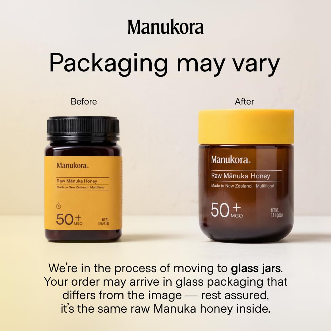 Manukora Raw Manuka Honey 50+ MGO, Case of 6, 1.1 Lb