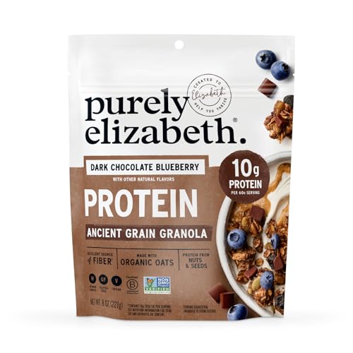 Purely Elizabeth Organic Dark Chocolate Blueberry Granola, Case of 6, 8 Oz