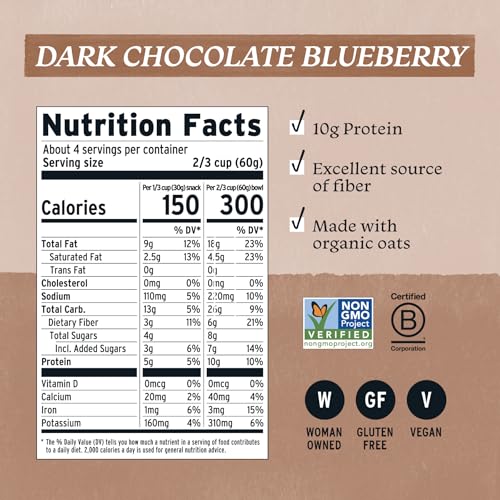 Purely Elizabeth Organic Dark Chocolate Blueberry Granola, Case of 6, 8 Oz