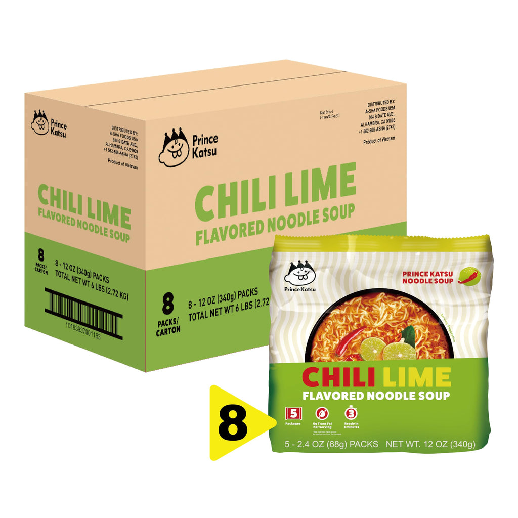 A-Sha Foods Chili Lime Noodle Soup, Case of 8, 12 oz