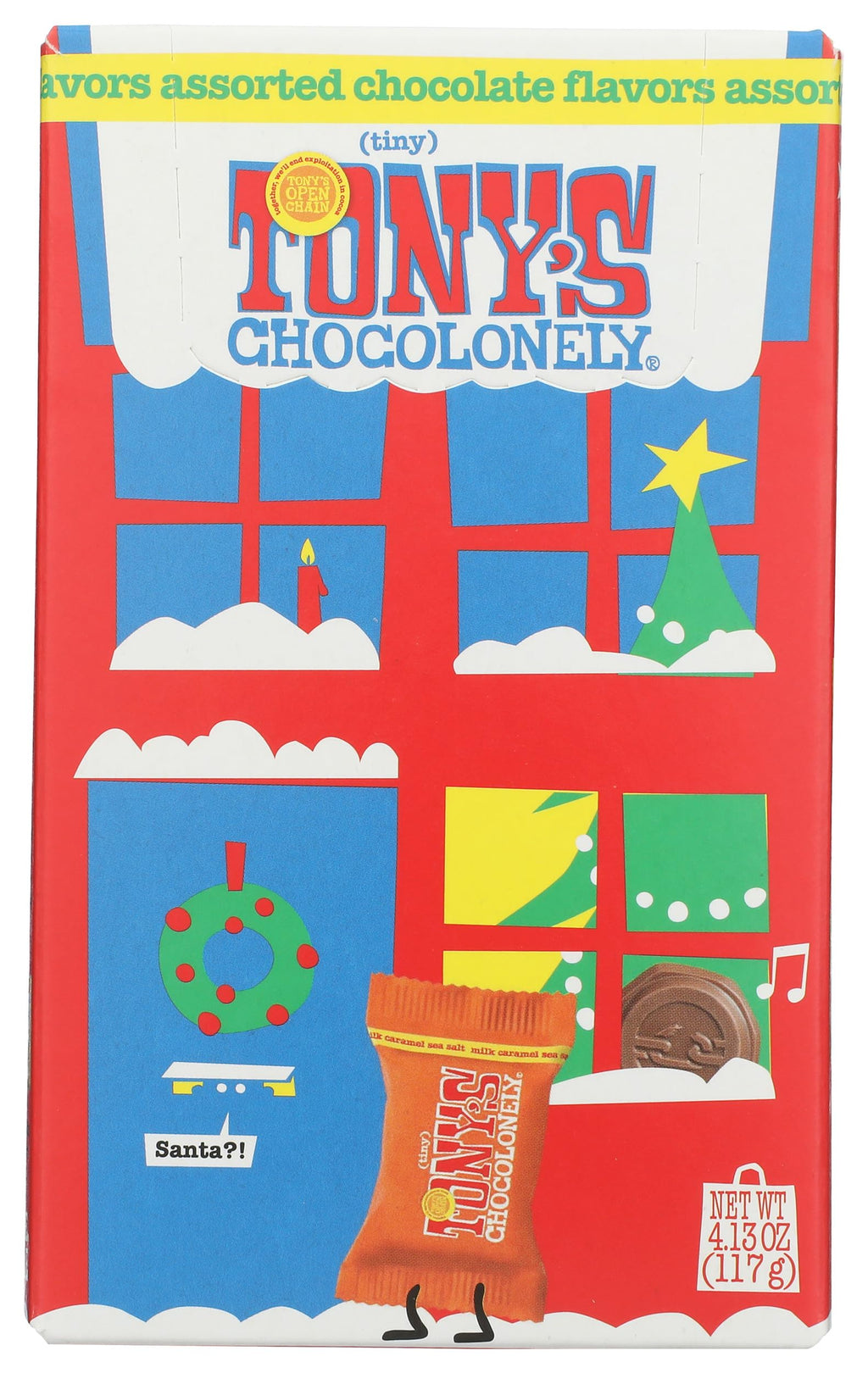 Tony's Chocolonely Tiny Christmas Box Mixed Flavors, Case of 6, 4.13 Ounces