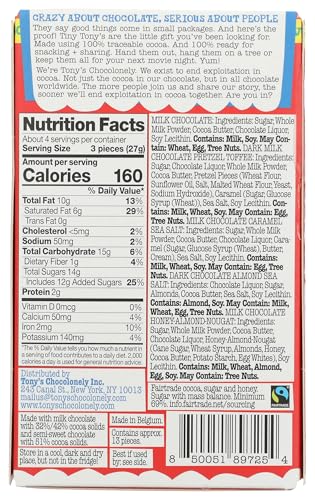 Tony's Chocolonely Tiny Christmas Box Mixed Flavors, Case of 6, 4.13 Ounces