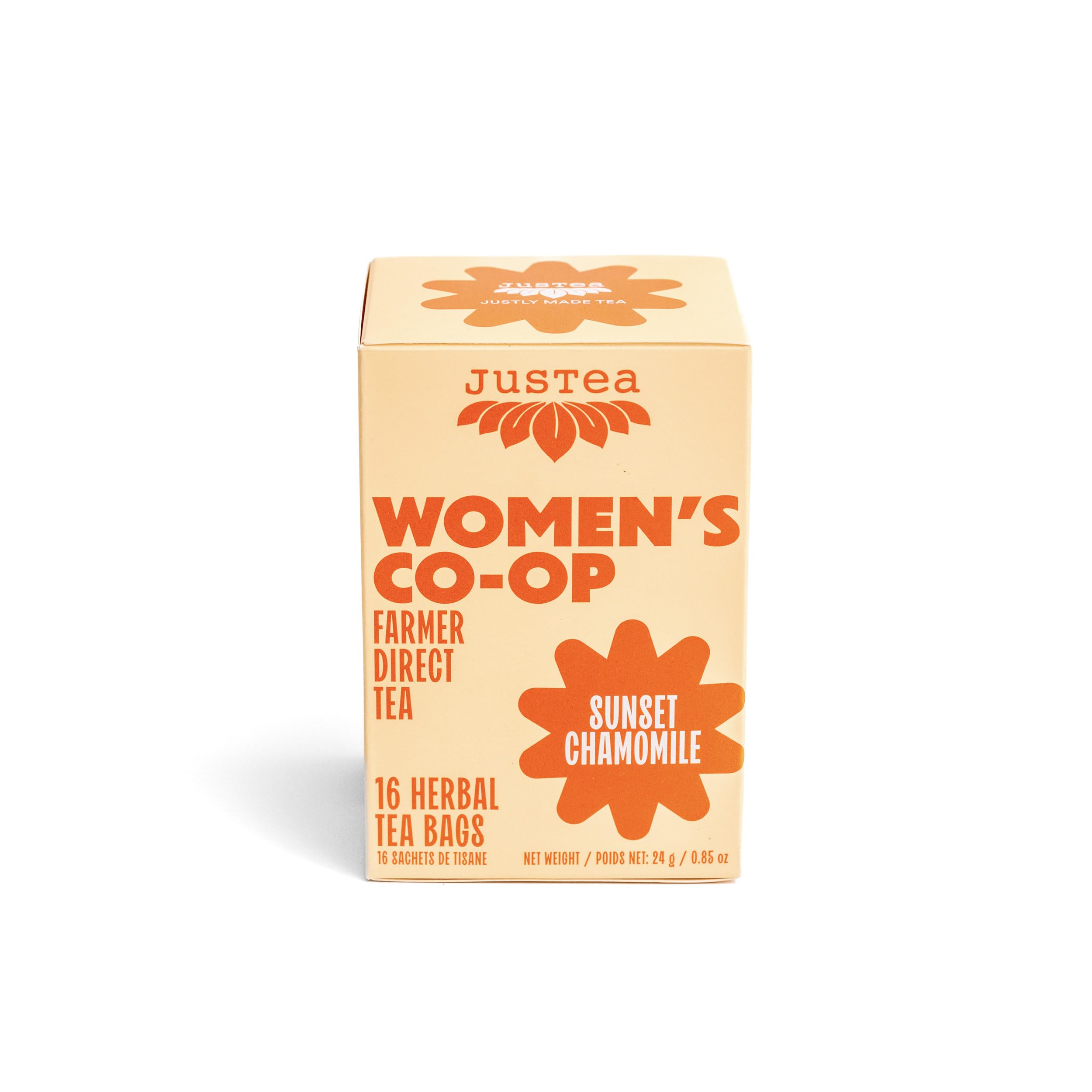 JusTea Sunset Chamomile Tea, Case of 6, 16 Count Boxes