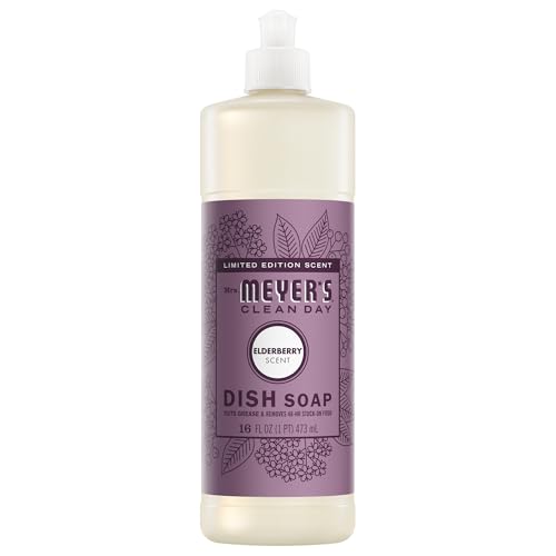 Mrs. Meyer's Clean Day Elderberry Liquid Dish Soap, Case of 6, 16 Fluid Ounce