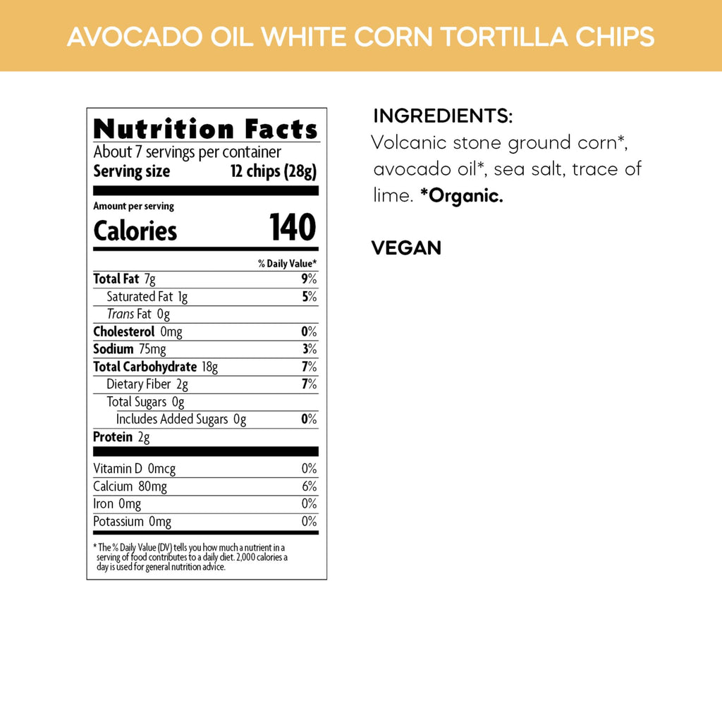 Que Pasa Organic White Tortilla Chips, Case of 8, 7.5 oz